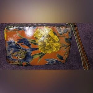 Patricia Nash Floral Leather Cosmetic Bag Clutch Wristlet